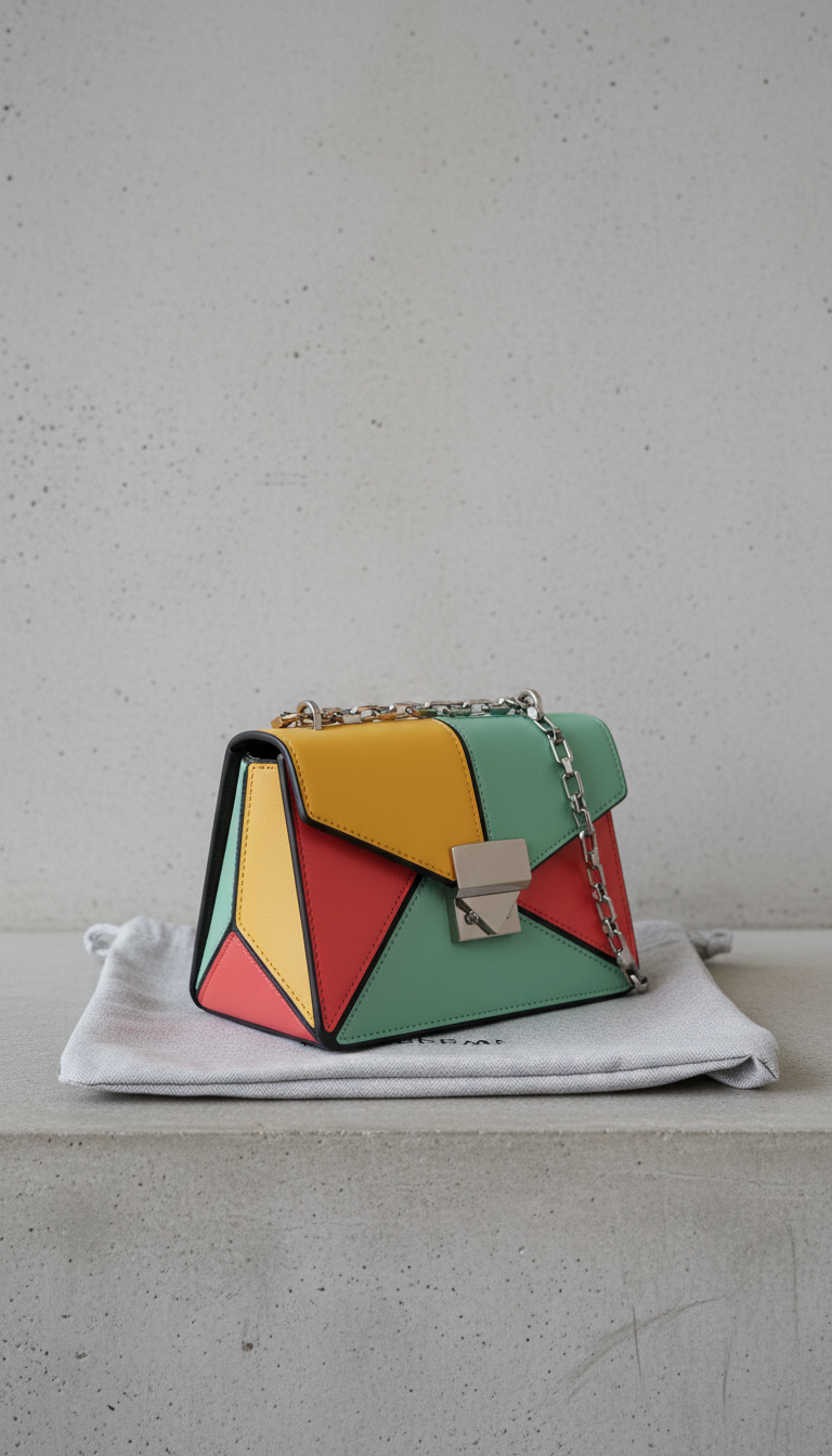 Mini bolsa geométrica asfalto com dust bag